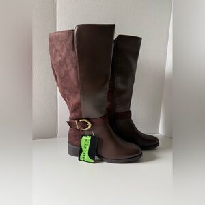 Hawkwell Women's Extra Wide Calf Knee High Riding Boot Brown Sz 6.5 New with Tag